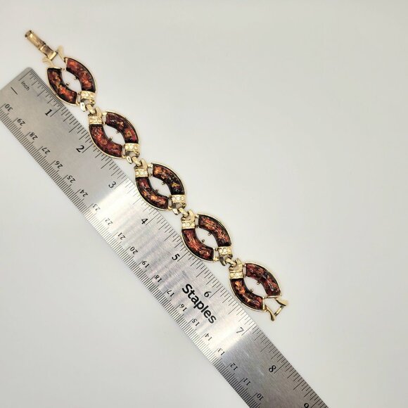 Coro Red Confetti Lucite Link Vintage Bracelet w/Fold Over Clasp - Picture 9 of 9